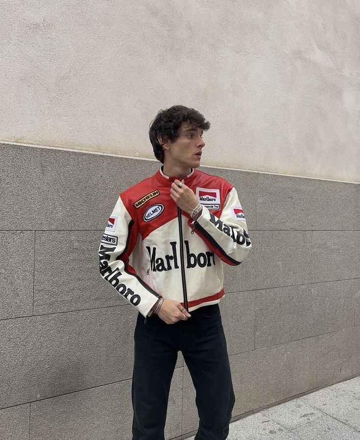 Marlboro White Leather Jacket - Embroidered (Unisex)
