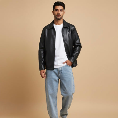 Classic Black Leather Jacket (Unisex)