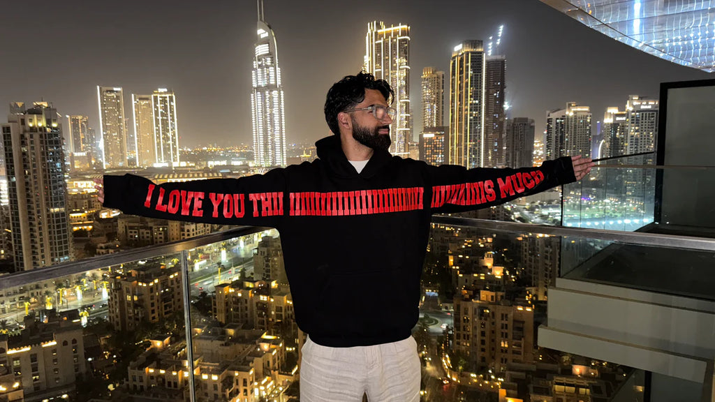 “I Love You This Much” Puff Print Hoodie – 280 GSM Premium Cotton