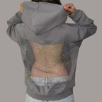 Grey Bling Back Hoodie by Casique