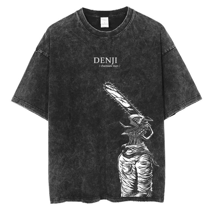 Denji Chainsaw Man Oversized Acid-Wash Tee