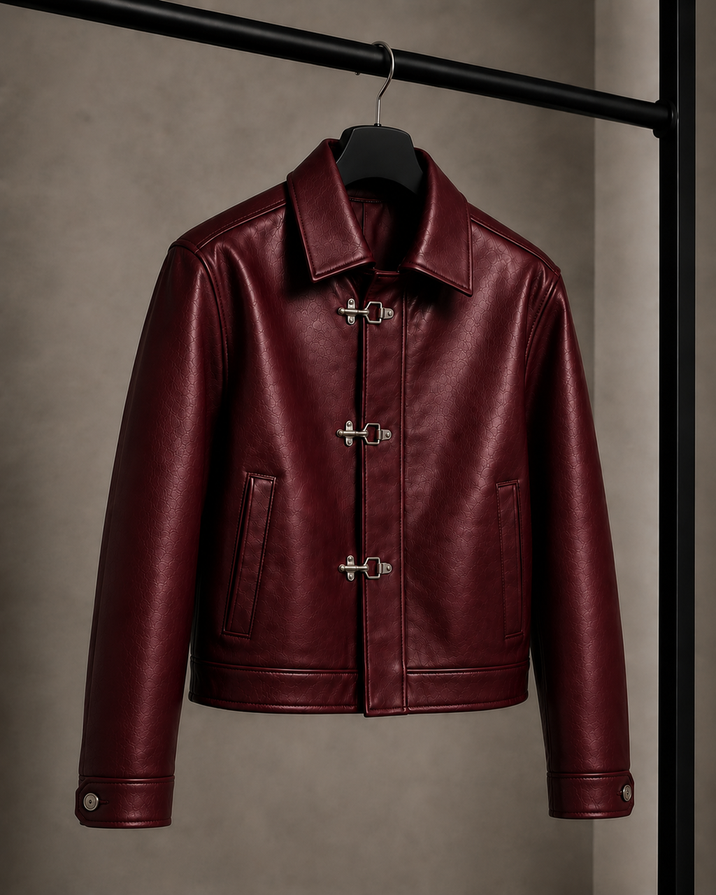 Cipher Leather Jacket - Maroon