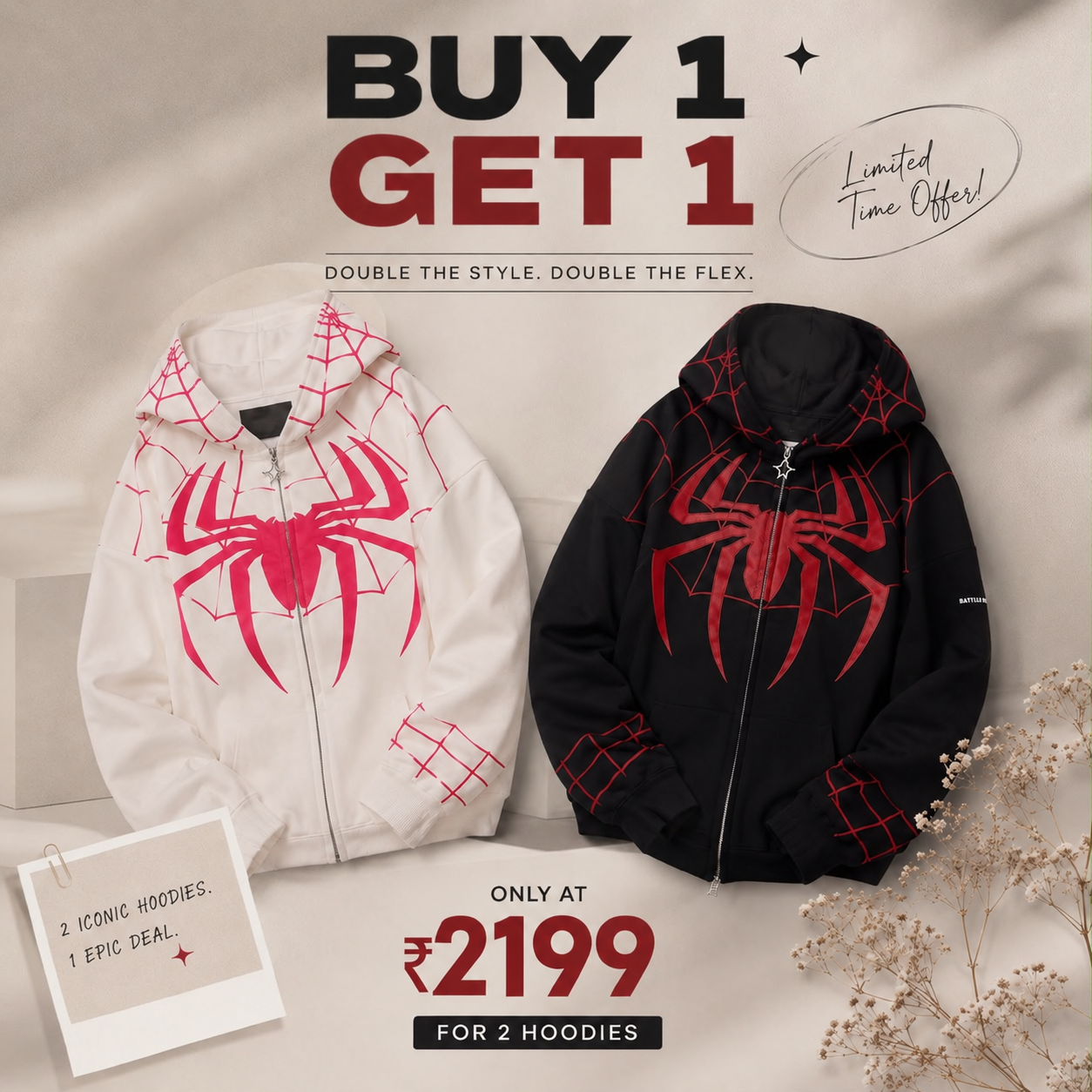 Spiderman Power Couple Hoodie B1G1 [Limited Period Offer]