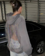 Grey Bling Back Hoodie by Casique