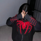 Miles Morales Web Graphic Zip Hoodie – Unisex Oversized Streetwear Superhero Hoodie
