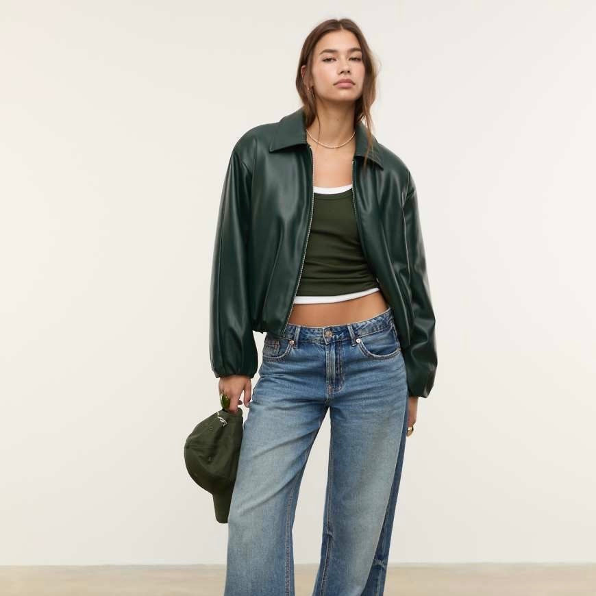 Emerald Green Faux Leather Jacket By Casique (UNISEX)