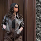 Brown Vegan Leather Jacket By Casique (Unisex)