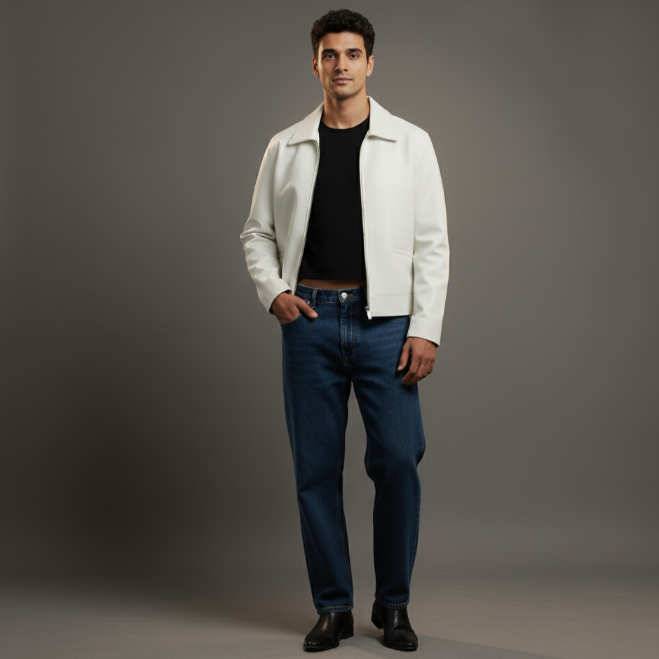White Faux Leather Jacket