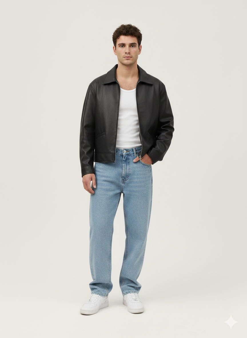 Classic Black Leather Jacket (Unisex)