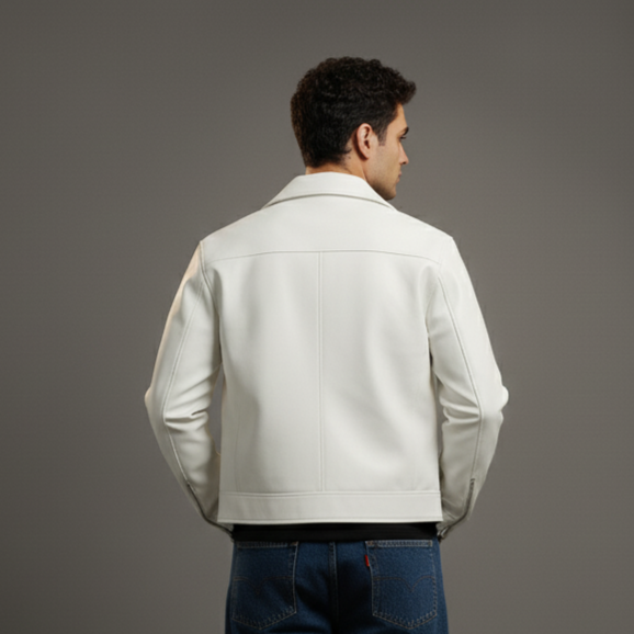 White Faux Leather Jacket