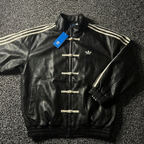Casique Faux Leather Chinese New Year Tang Jacket – CTT-Inspired Premium Streetwear Bomber (Black)