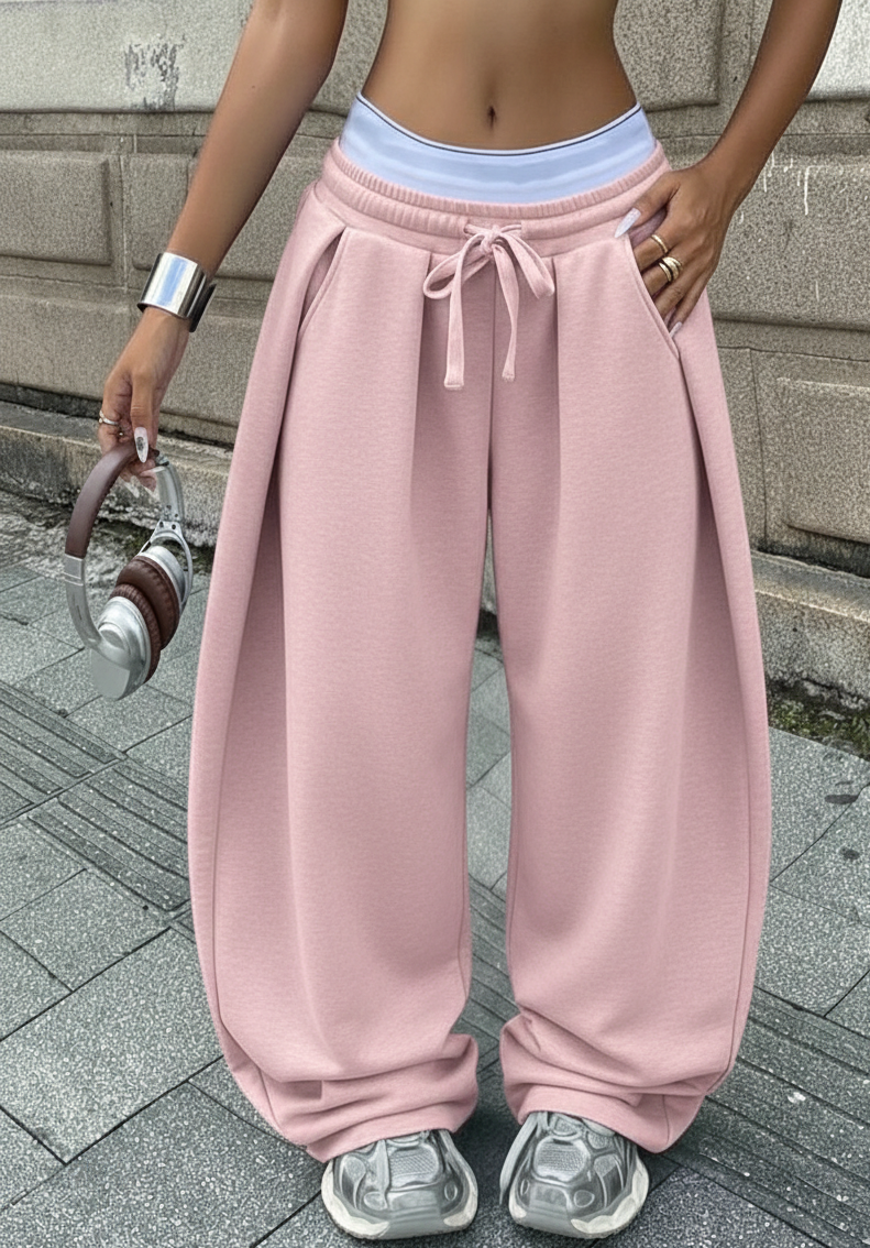 Unisex Oversized Track Pants with White Strap by Casique [Unisex]