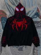 Miles Morales Web Graphic Zip Hoodie – Unisex Oversized Streetwear Superhero Hoodie