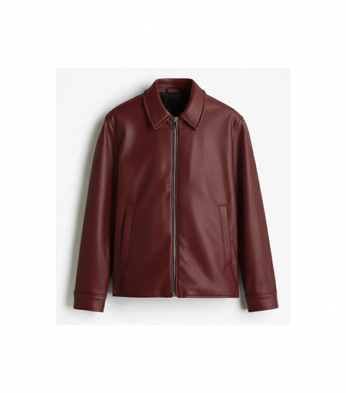 Classic Cherry Red Leather Jacket (Unisex)