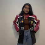 Ferrari Black & Red Vegan Leather Jacket Premium Embroidered (Unisex)