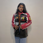 Ferrari Black & Red Vegan Leather Jacket Premium Embroidered (Unisex)