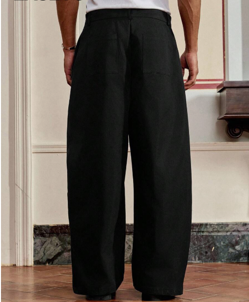 Japanese-Inspired Knife Pleat Black Pants by Casique [Unisex]