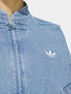 Light Blue Washed Denim CNY Jacket – Oversized Chinese Knot Streetwear Unisex Jacket