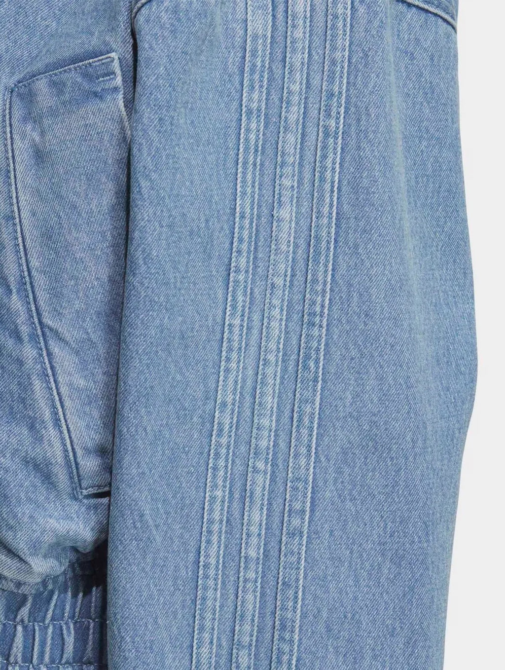 Light Blue Washed Denim CNY Jacket – Oversized Chinese Knot Streetwear Unisex Jacket