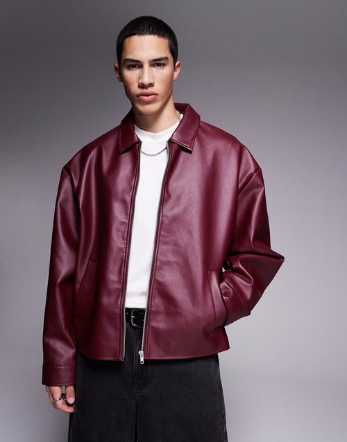 Classic Cherry Red Leather Jacket (Unisex) – Casique