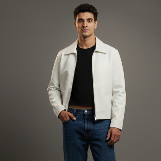White Faux Leather Jacket
